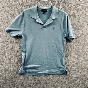 Polo Ralph Lauren‎ Mens Shirt Large Blue 100% Cotton Short Sleeve Pony Logo Golf